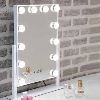 Shiny Mirrors Hollywood Vanity Mirror - White 47cm x 36cm