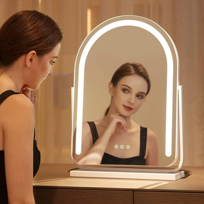 Arched 40x62cm LED Vanity Mirror, Touch Control, 3 Color Modes, Adjustable Brightness