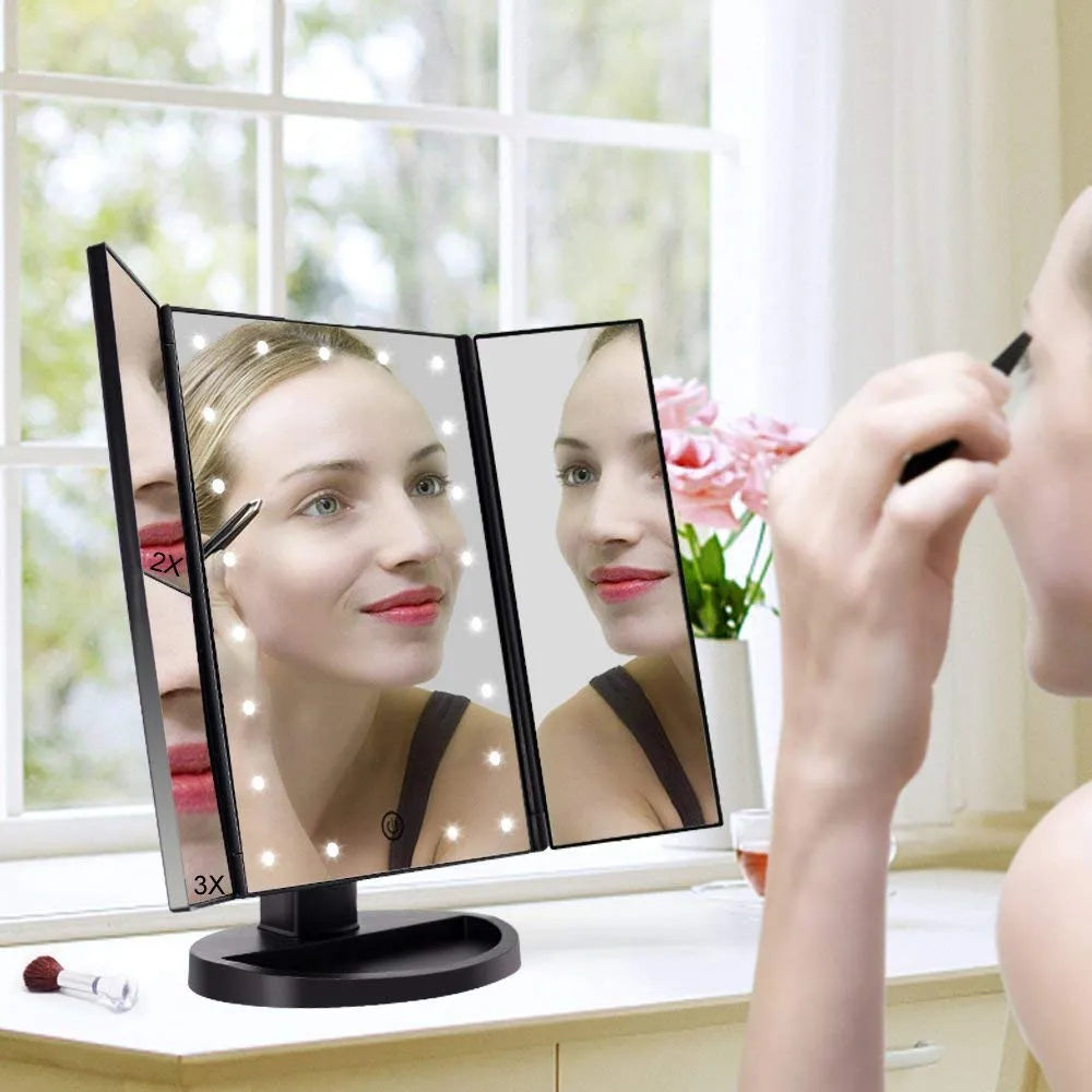 Touch Trifold XL Dimmable LED Makeup Mirror