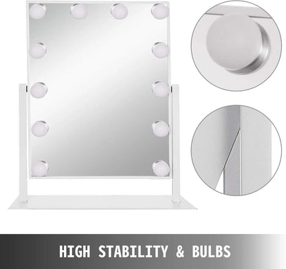 Shiny Mirrors Hollywood Vanity Mirror - White 47cm x 36cm