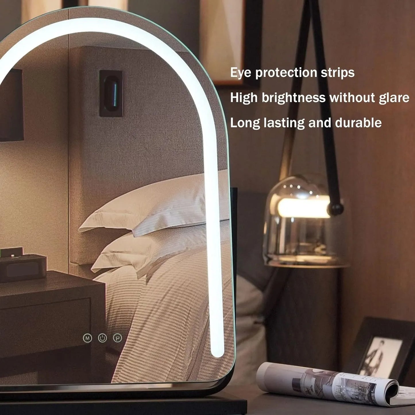 Arched 40x62cm LED Vanity Mirror, Touch Control, 3 Color Modes, Adjustable Brightness