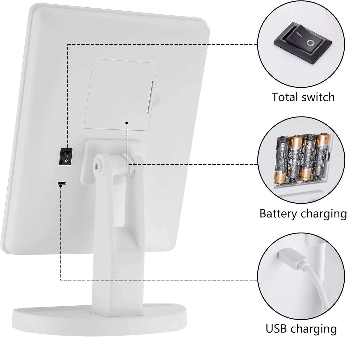 Touch Pro LED Makeup Mirror USB Charger