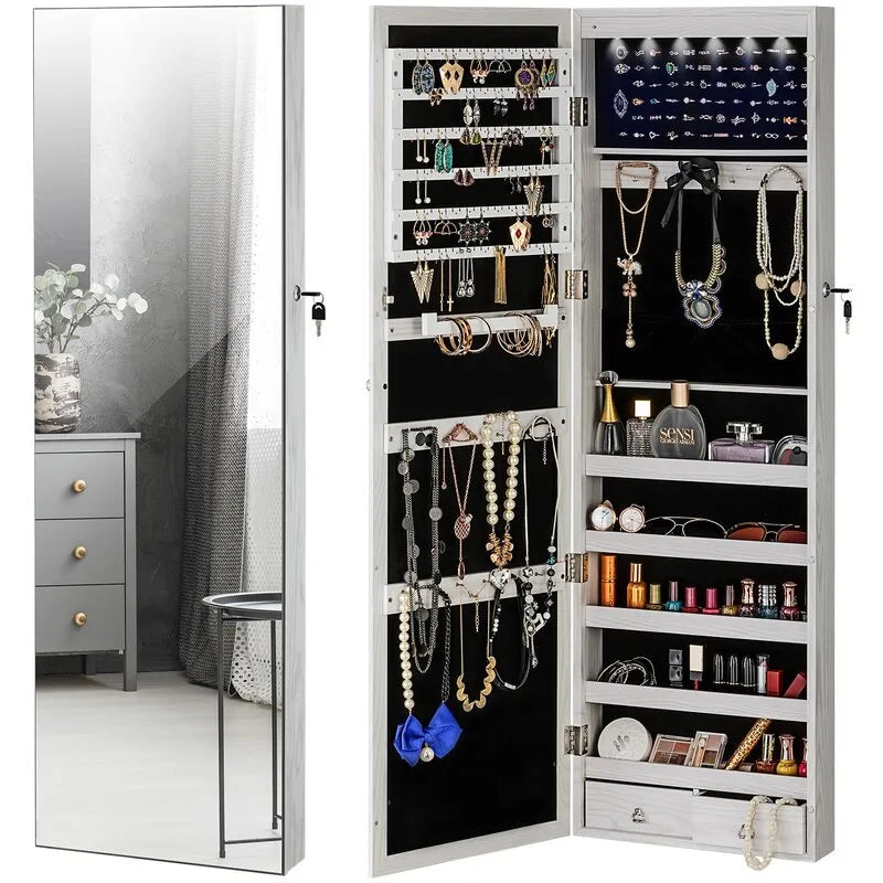 Modern 14.6'' Wide Jewelry Armoire with Mirror