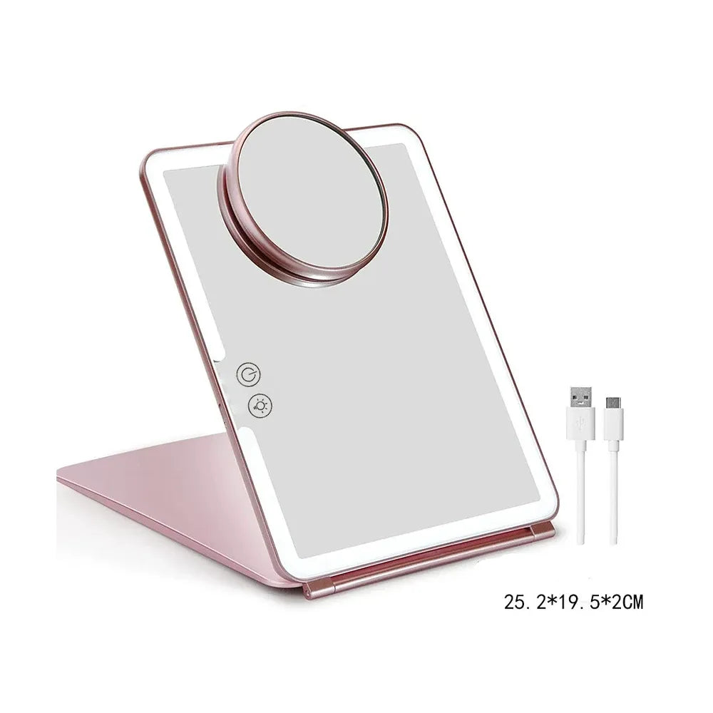 Rechargeable LED Makeup Mirror – 10x Magnification, 3 Light Modes