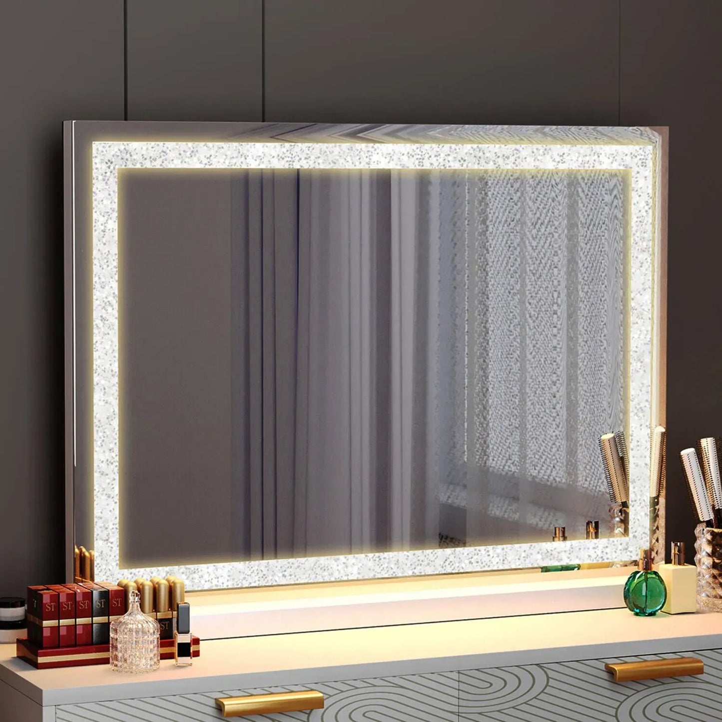 Luxury Crystal Lighted Vanity Mirror 80cmx60cm