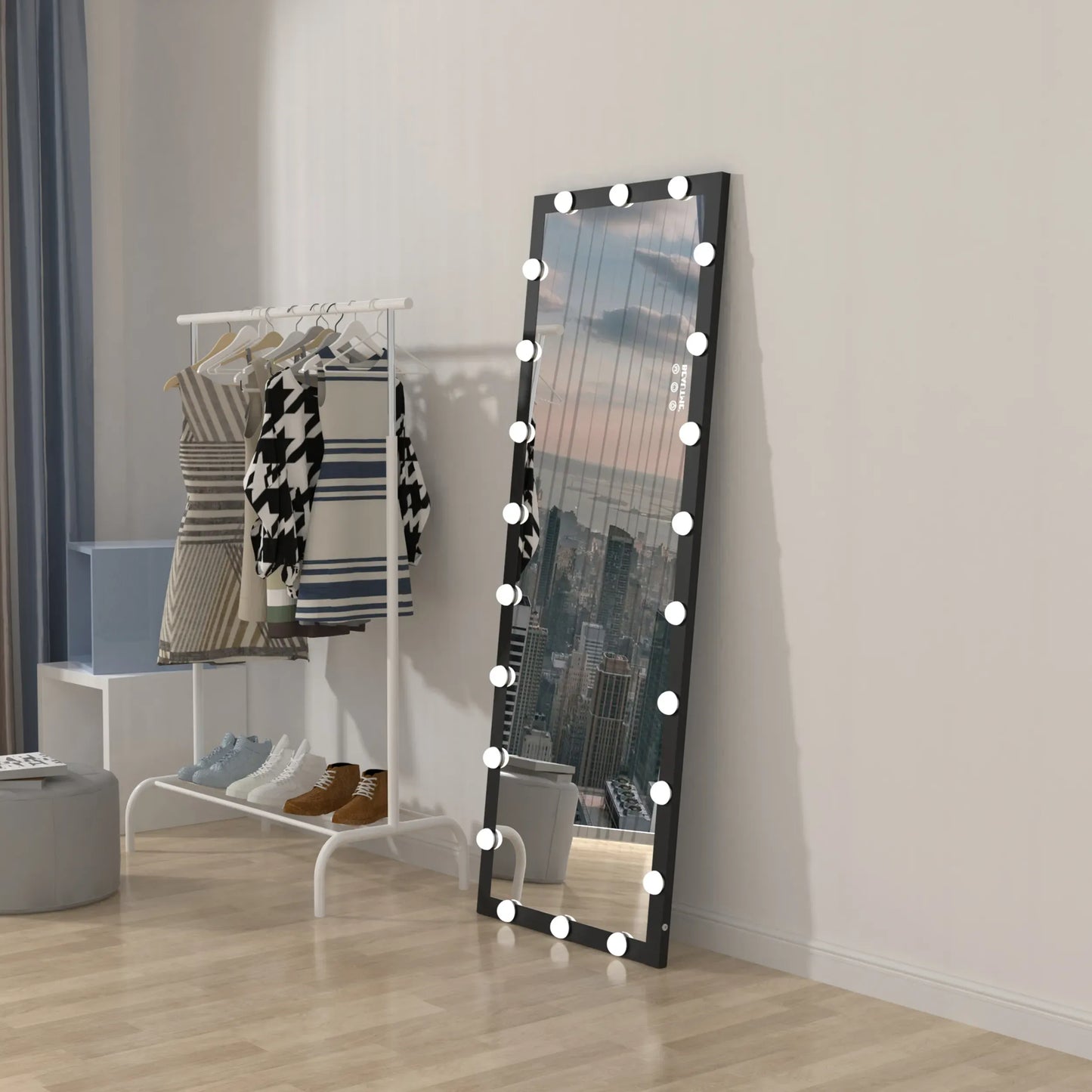 Modern Full Length Black Hollywood Mirror 160x60cm