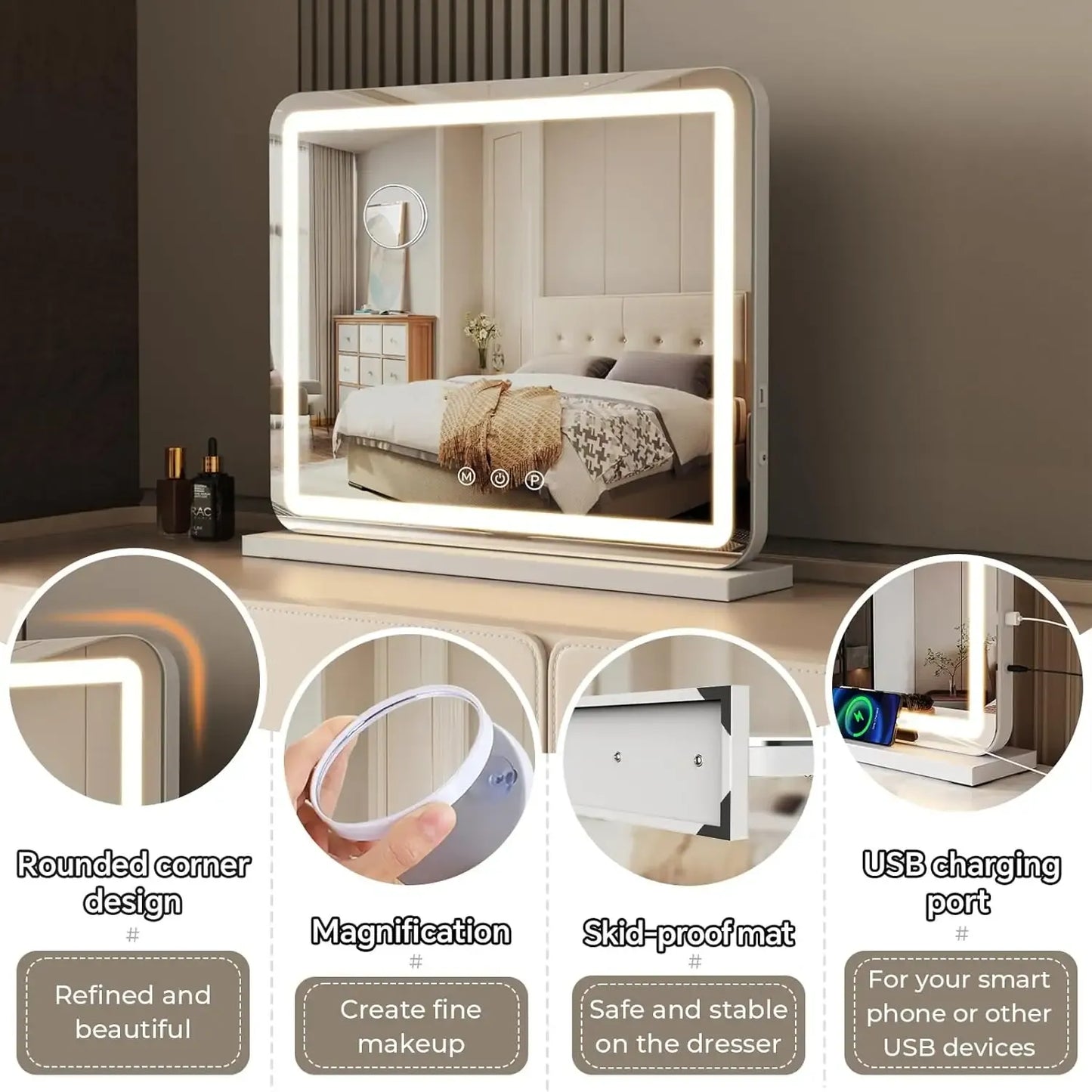 Round Frameless LED Smart Mirror 58x46cm