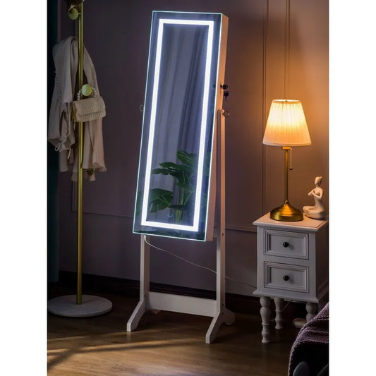 Luxury 6X Standing Built-in LED Jewelry Armoire