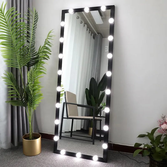 Modern Full Length Black Hollywood Mirror 160x60cm