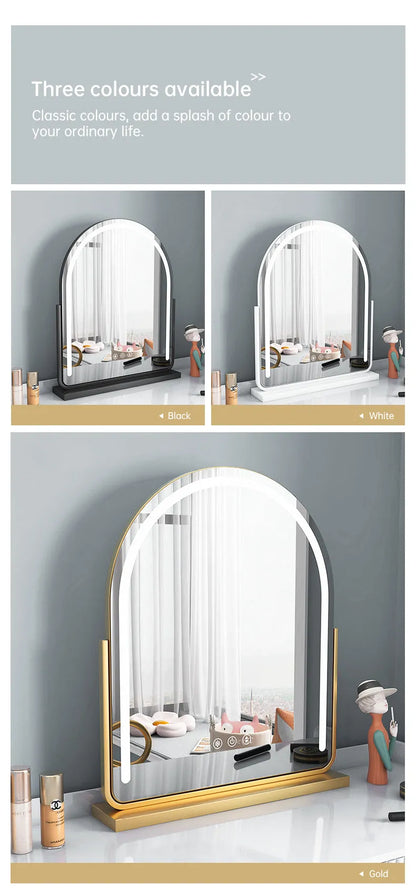 Arched 40x62cm LED Vanity Mirror, Touch Control, 3 Color Modes, Adjustable Brightness