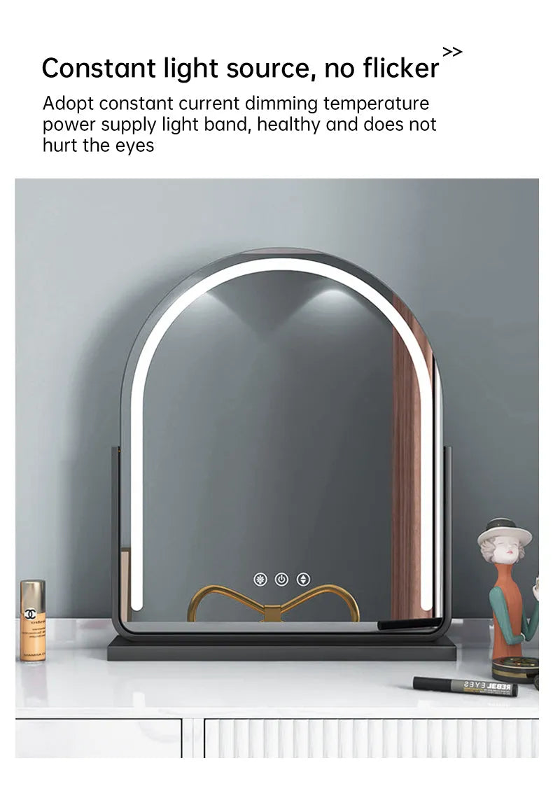 Arched 40x62cm LED Vanity Mirror, Touch Control, 3 Color Modes, Adjustable Brightness