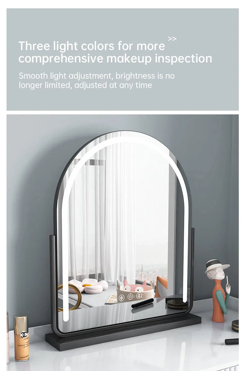 Arched 40x62cm LED Vanity Mirror, Touch Control, 3 Color Modes, Adjustable Brightness