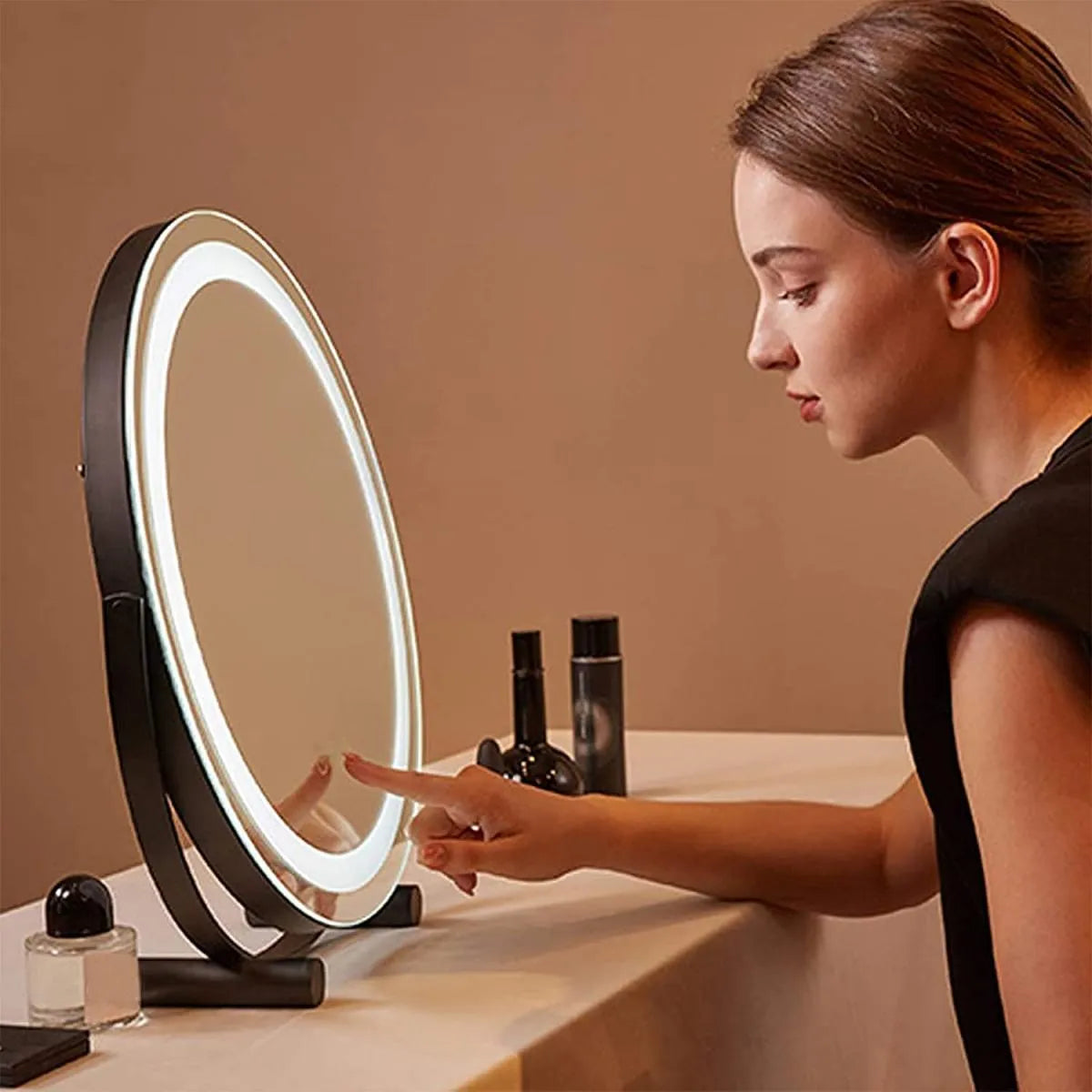 20" Round LED Vanity Mirror – Smart Touch, 3 Light Modes, 360° Rotation