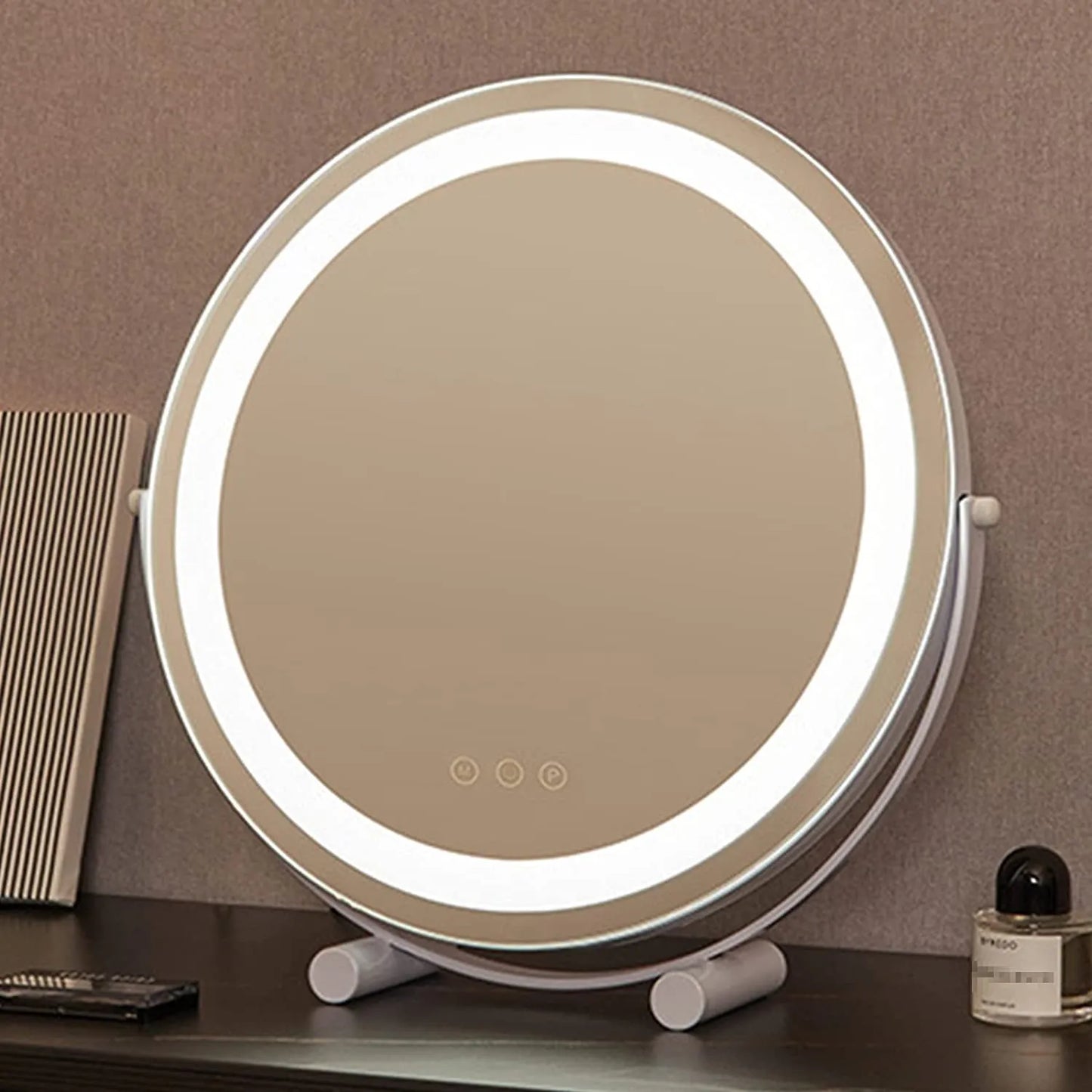 20" Round LED Vanity Mirror – Smart Touch, 3 Light Modes, 360° Rotation