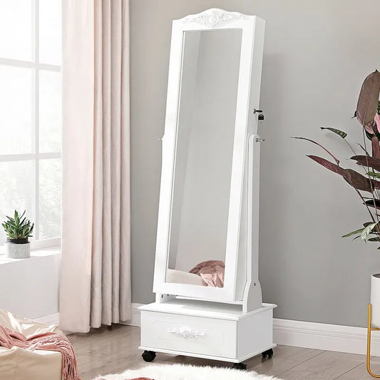 Modern 17.7'' Wide Freestanding Jewelry Armoire with Mirror