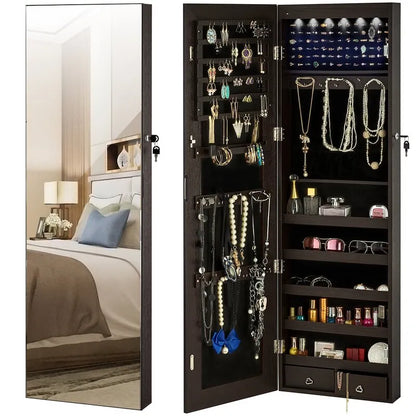 Modern 14.6'' Wide Jewelry Armoire with Mirror