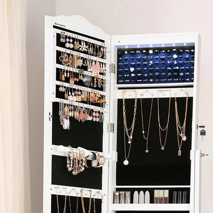 Modern 17.7'' Wide Freestanding Jewelry Armoire with Mirror